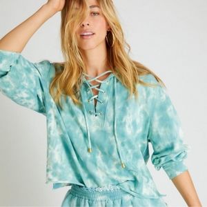 NWT LoveShackFancy Bevan Hoodie Celadon Tie Dye